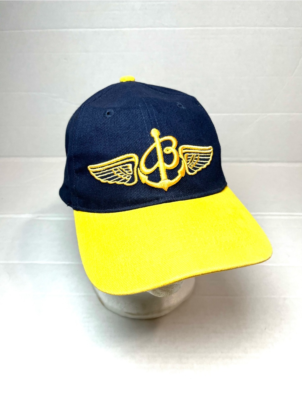 Breitling VTG Navy and Yellow Anchor Wing Baseball Cap